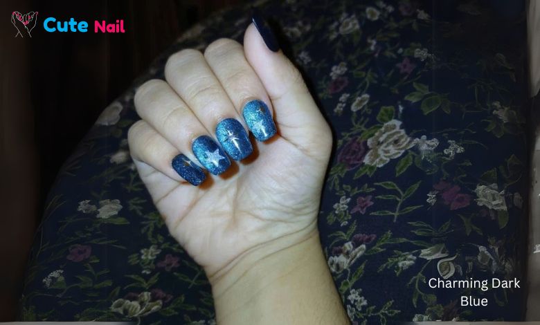 Popular-Trending-Nail Blue-and-Black Fancy-Pretty-Nail