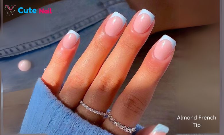 French-Tip-Press-on-Nails-Medium-Almond-Fake-Nails-Blue-Nails-Tips-Star-Acrylic-Nails-with-Rhinestone-Glue-on-Nails-Glossy-Stick-on-Nails