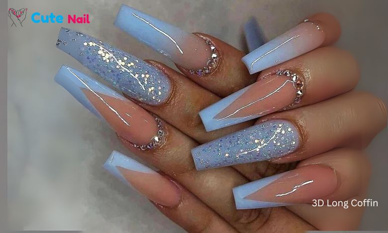 Long-Coffin-Press-on-Nails-Ballerina-Fake-Nails-Glossy-Glue-on-Nails-Blue-French-Tip-Acrylic-Nails