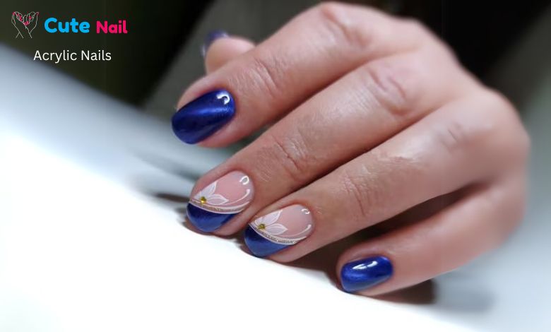 Royal-Blue-False-Nails-with-Glitter-Designs-Flower-Full-Cover-Fall-Glossy-Glue-on-Nails-Autumn-＆-Winter-Nails-for-Women-Girls